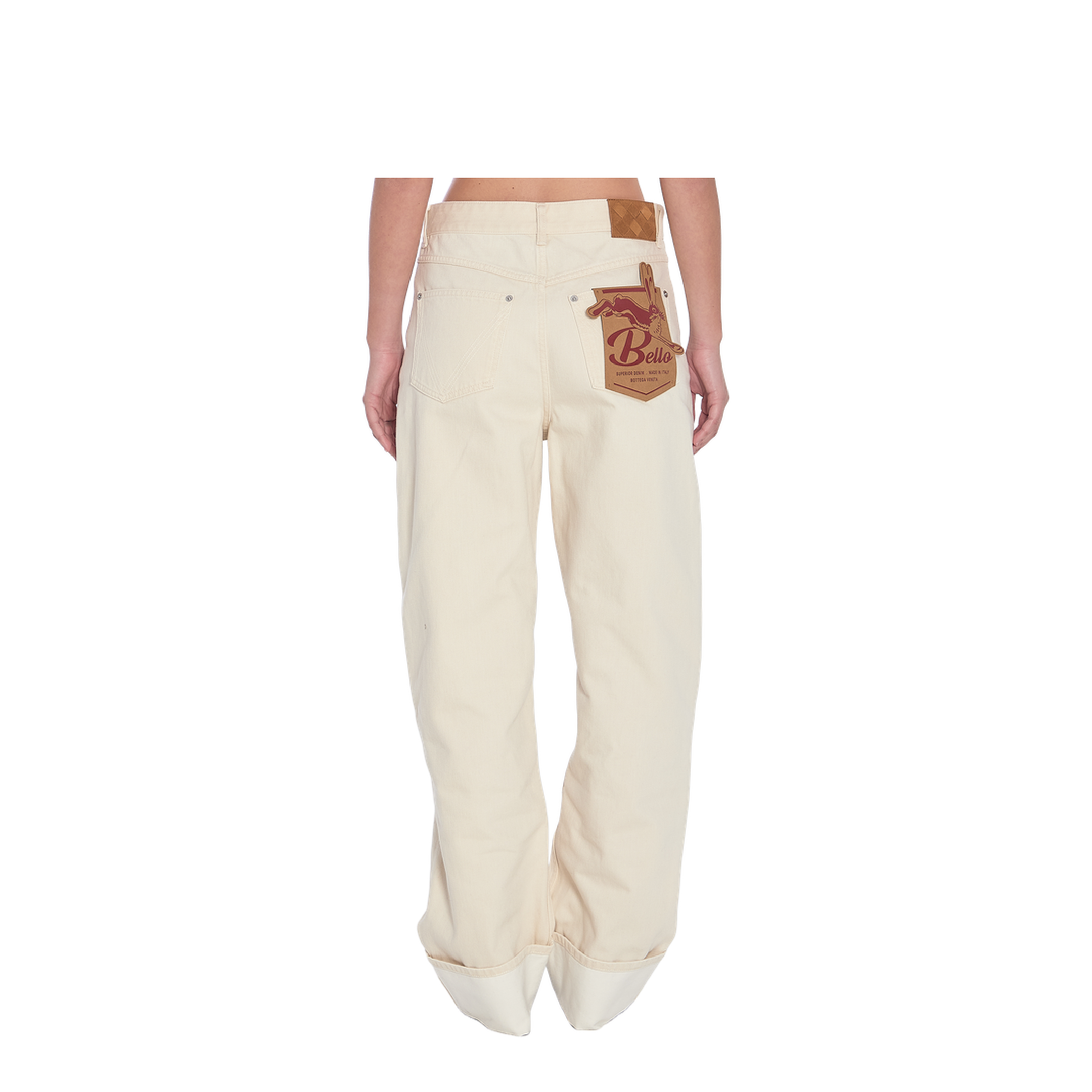 Colored Turned Up Jeans in Pale Meringue