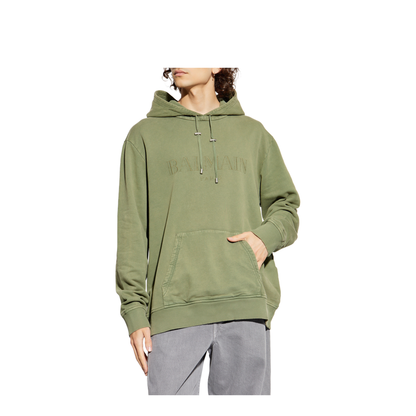 Vintage Embroidered Hoodie Olive Green