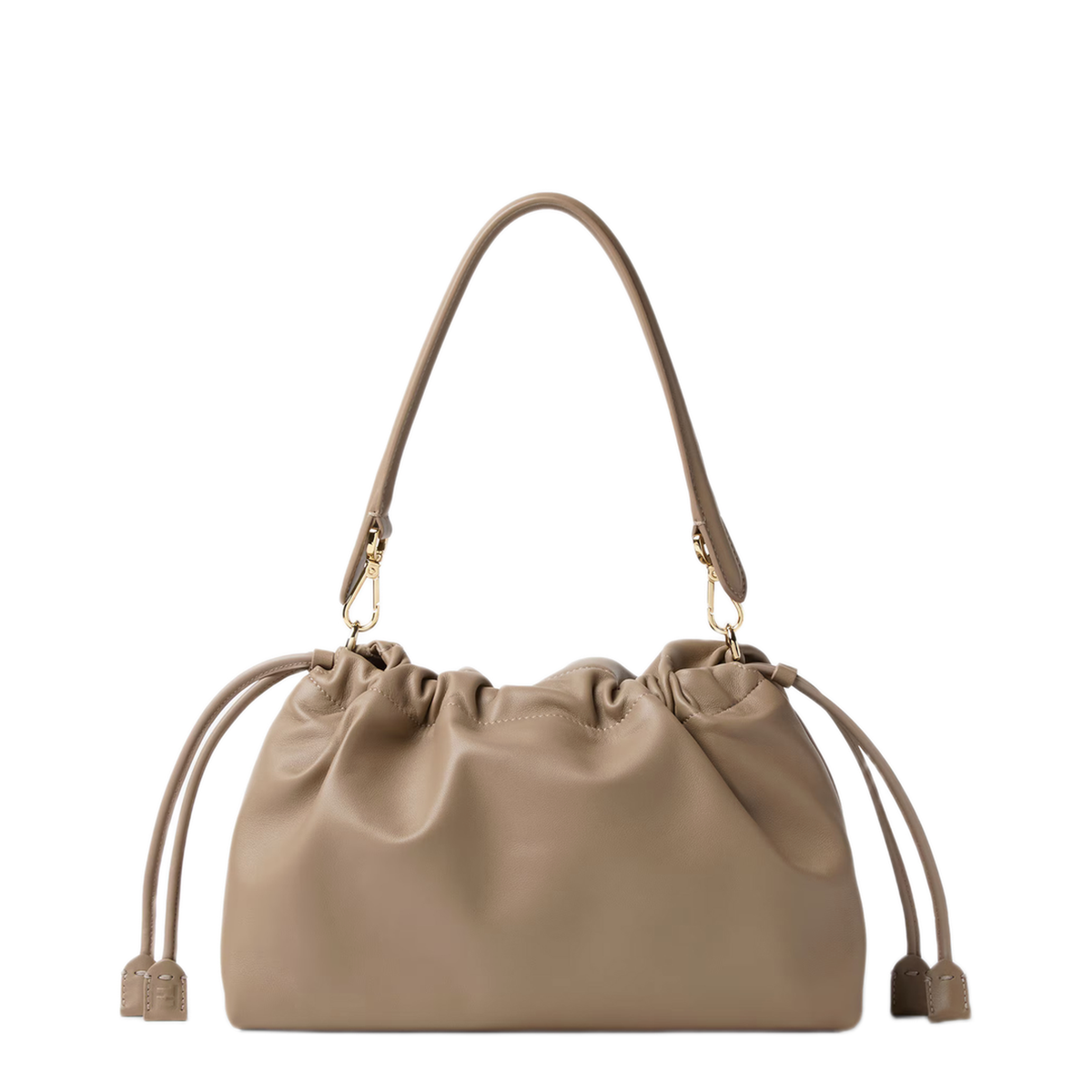 Baguette Soft Large Lambskin One Shoulder Bag - Taupe