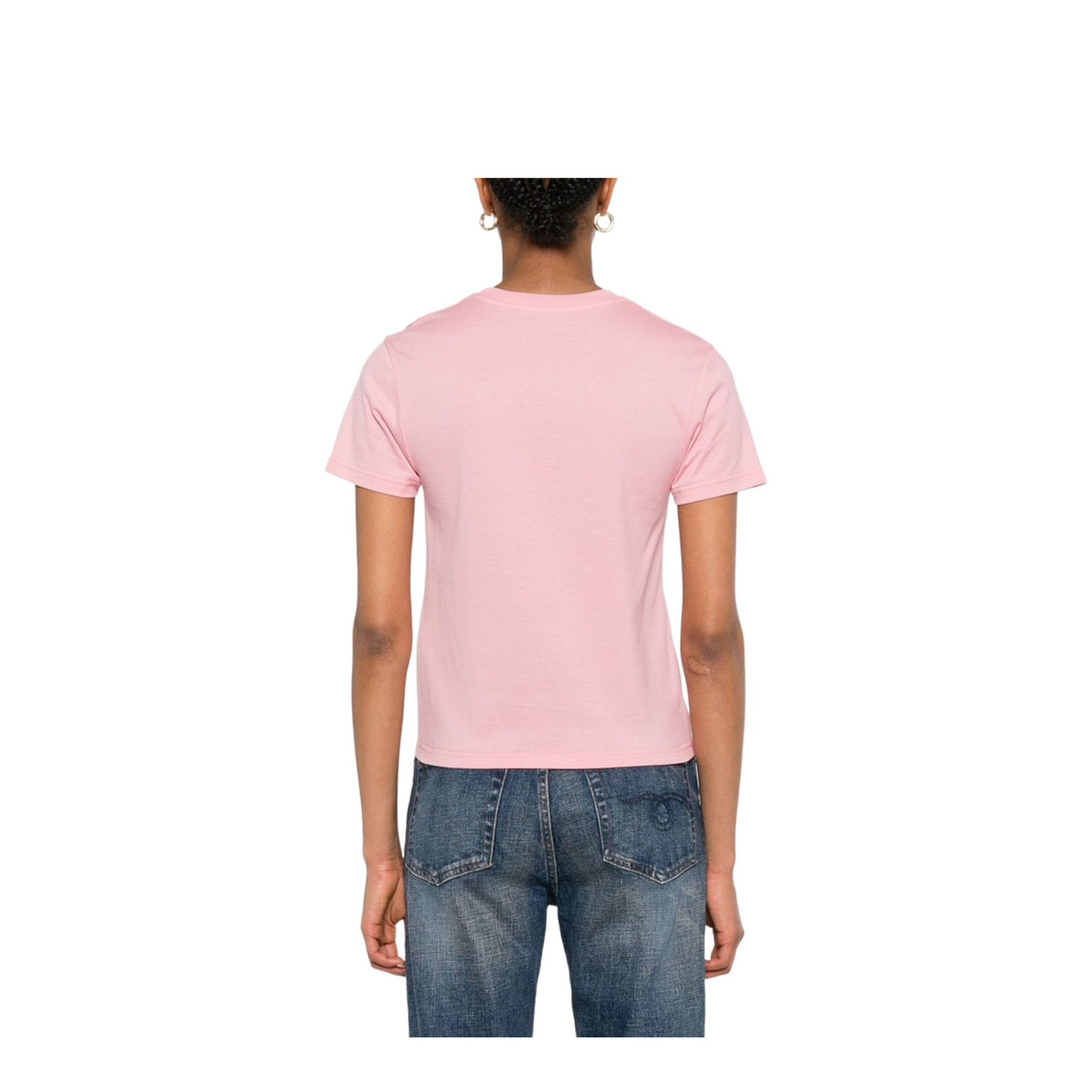 Cotton Jersey T-Shirt with Print in Pink