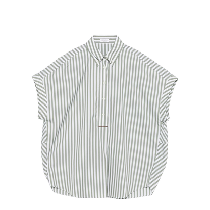 Cotton and Silk Striped Shirt Green