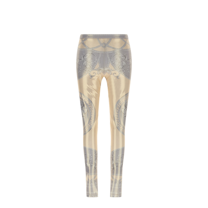 Baroque-print Leggings - Yellow