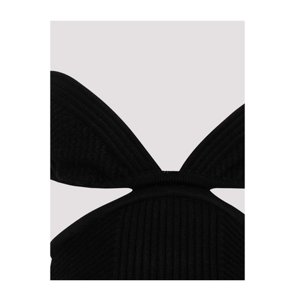 Black Cut Out Ribbed Mini Dress