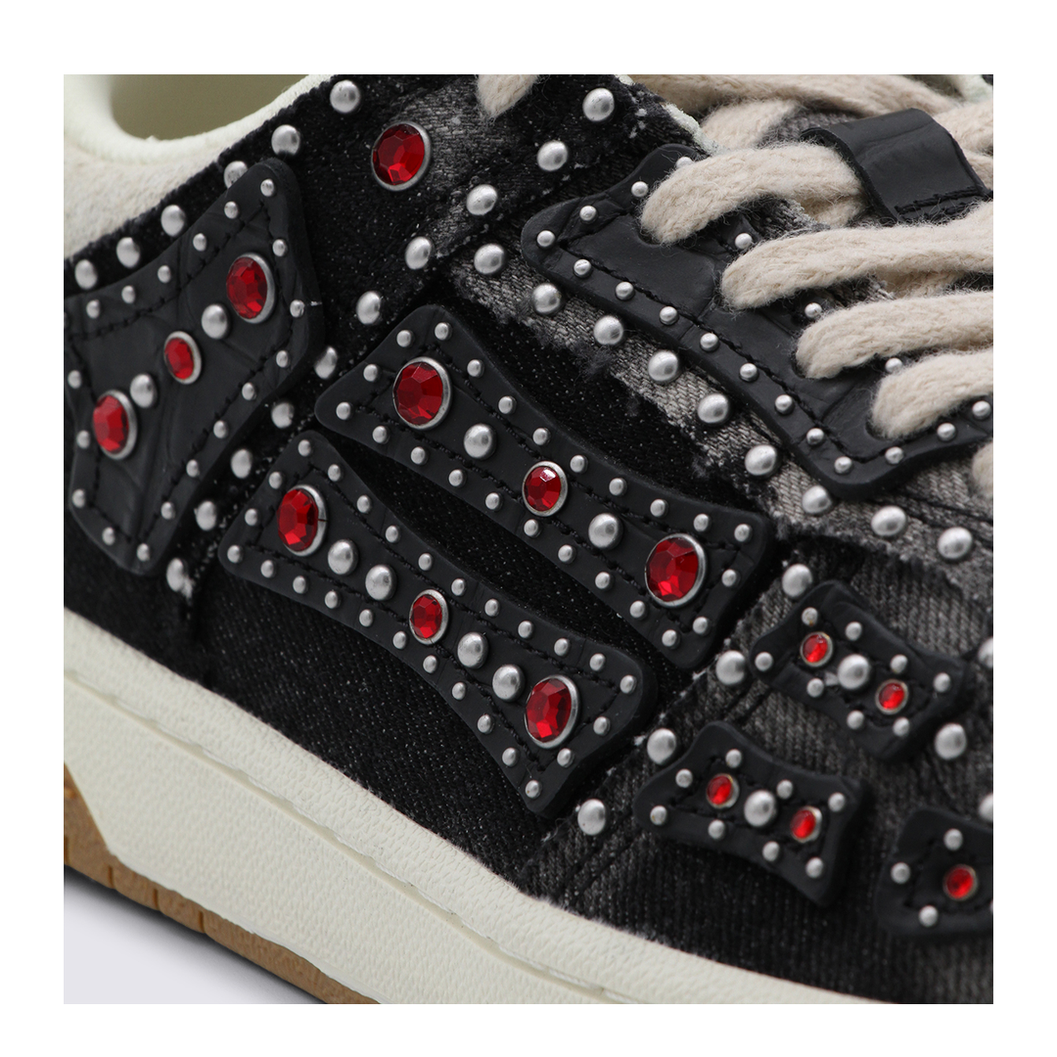 Skel Top Black Sneaker With Beads And Crystals