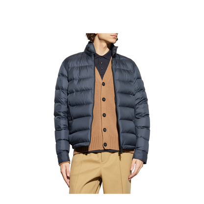 Navy Blue Phrier Short Down Jacket