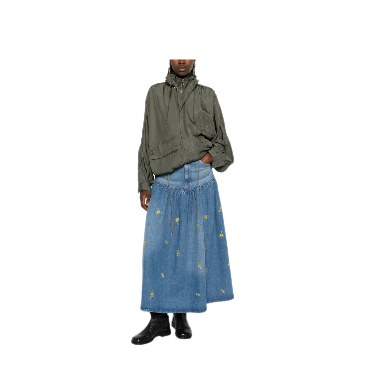 MAYFEYR - Ganni - Long Denim Skirt Floral Print - A1090198565