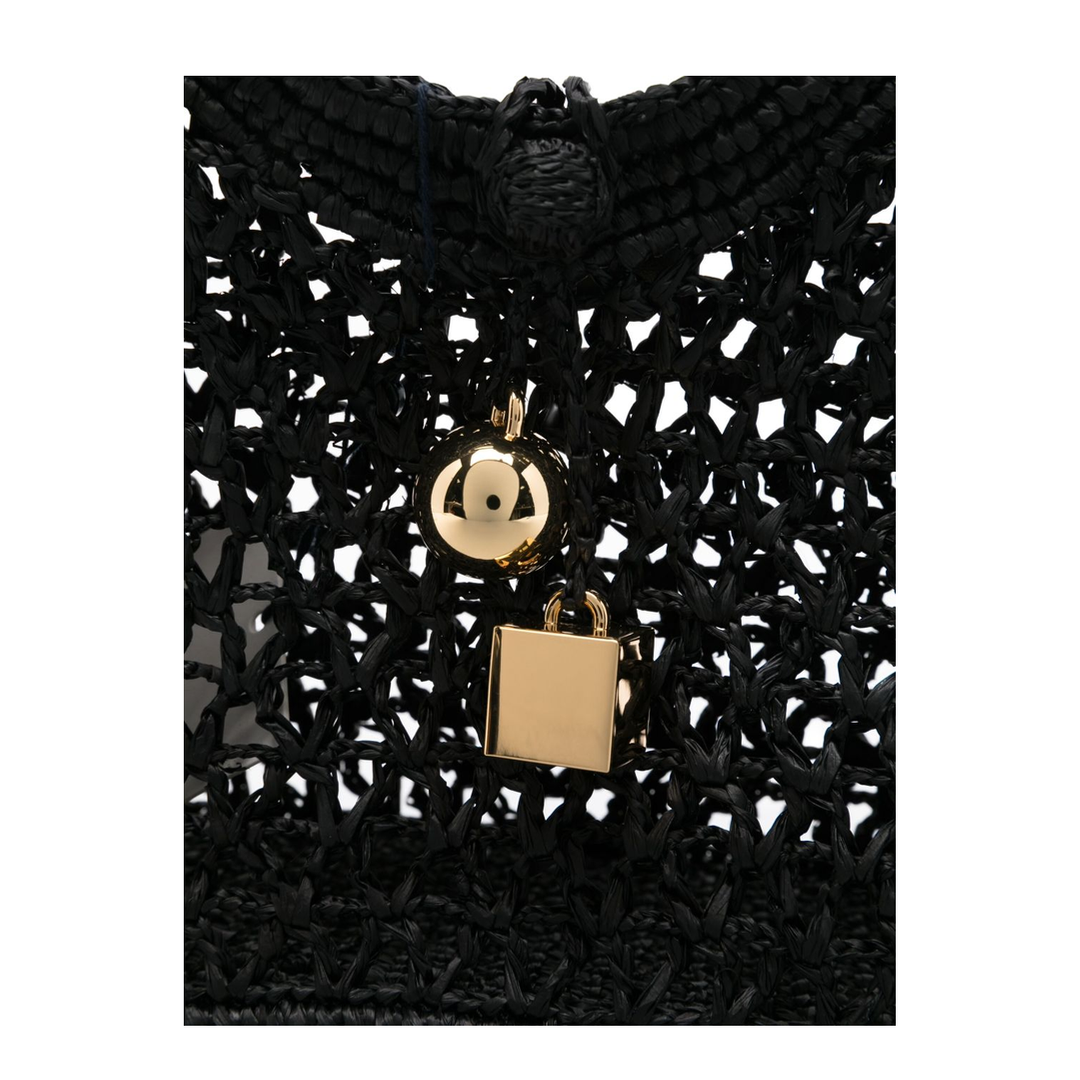 Le Petit Carré Spiaggia Small Raffia Tote - Black