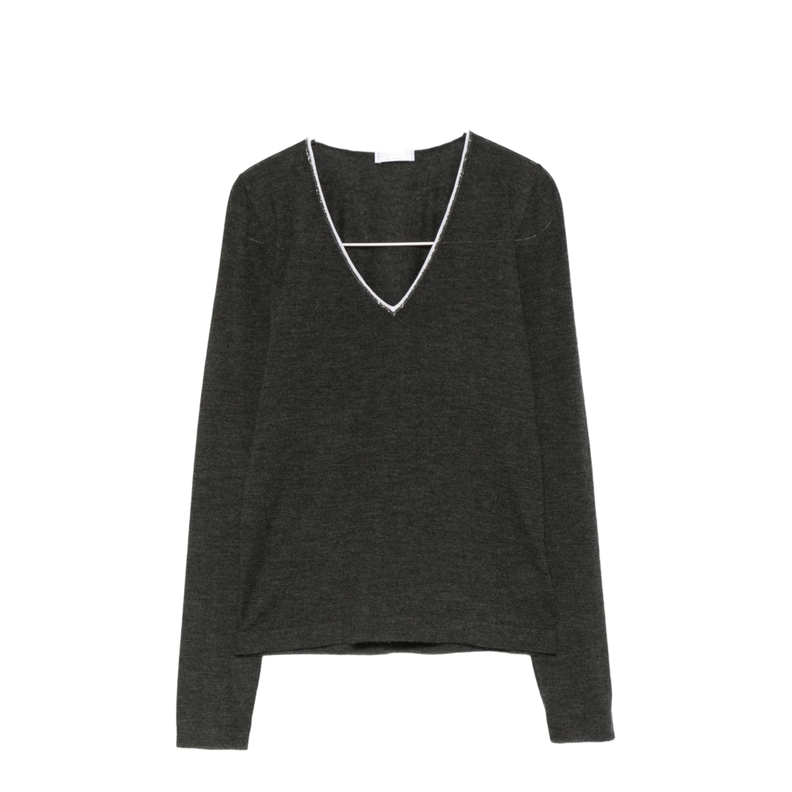 Grey V-Neck Long Sleeve Sweater