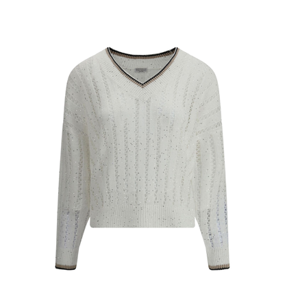 V Neck Sweater with Shiny Details