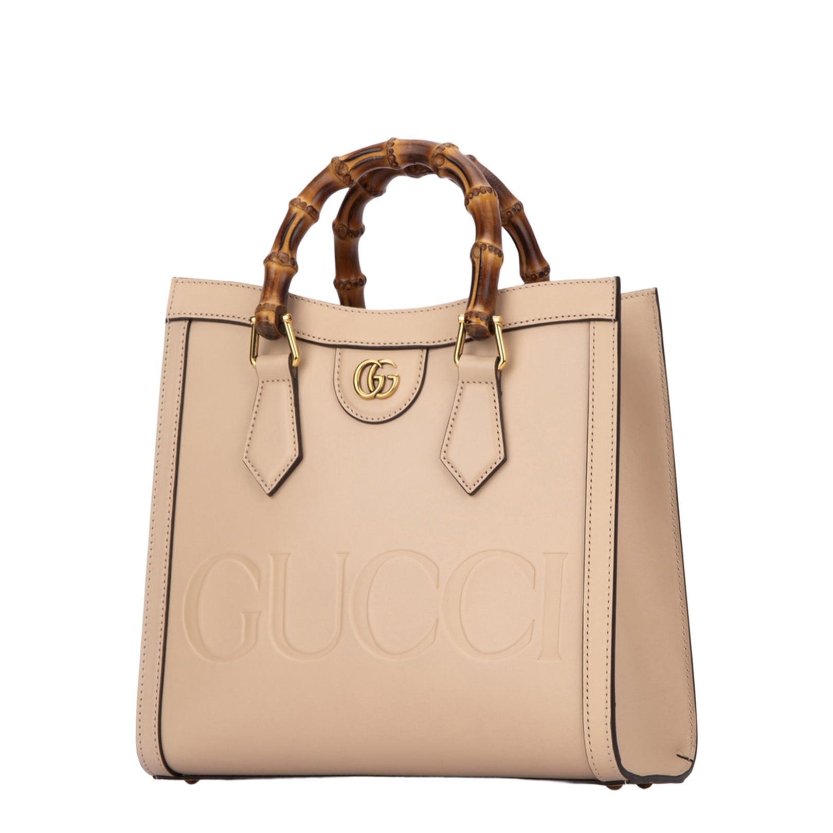 Diana Medium Leather Tote Bag - Beige