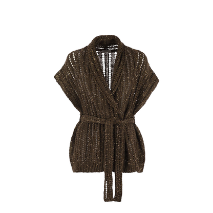 Dazzling Silk and Linen Perforated Rib Cardigan