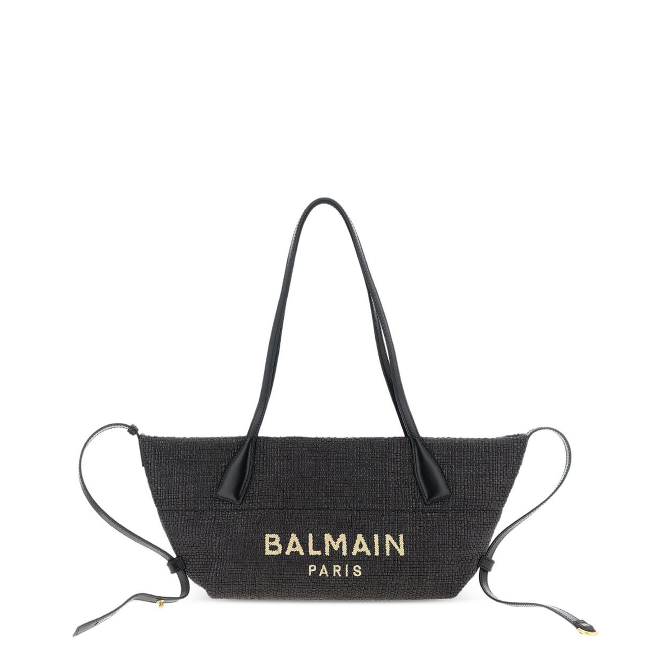 Small Track Tote Bag Raffia Black