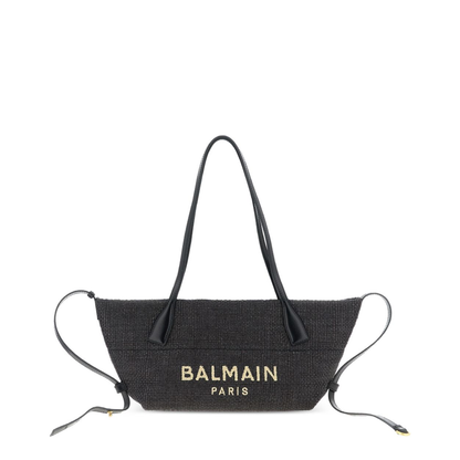 Small Track Tote Bag Raffia Black