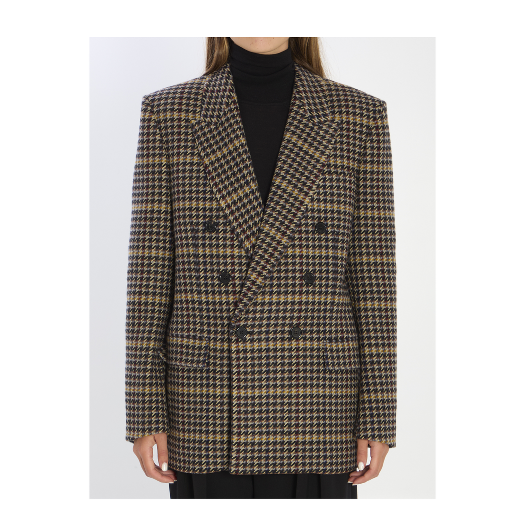 Brown Double-Breasted Jacket with Notched Revers