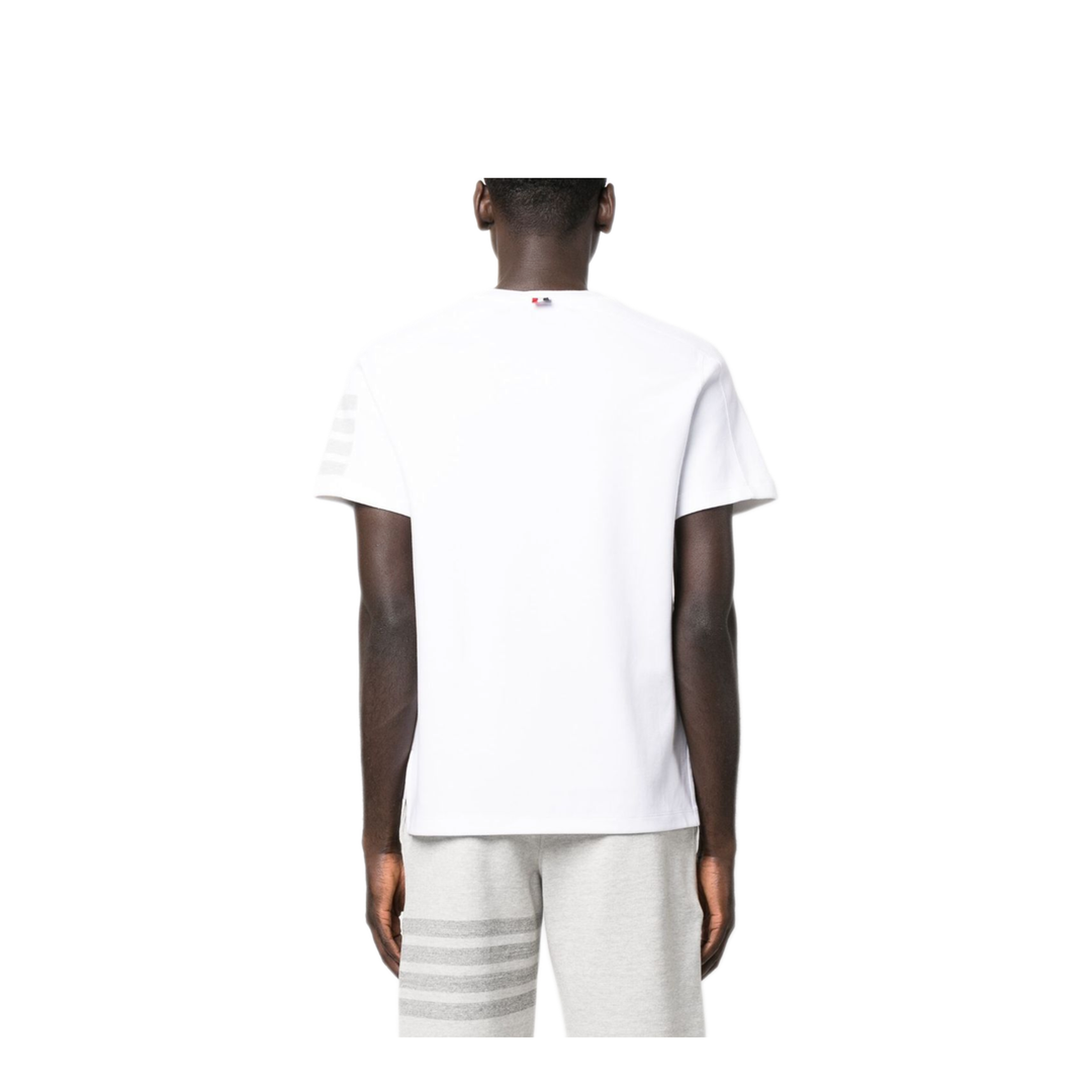 MAYFEYR - Thom Browne - Short Sleeve Tee With 4 Bar Stripe In Milano Cotton - MJS246A07323100