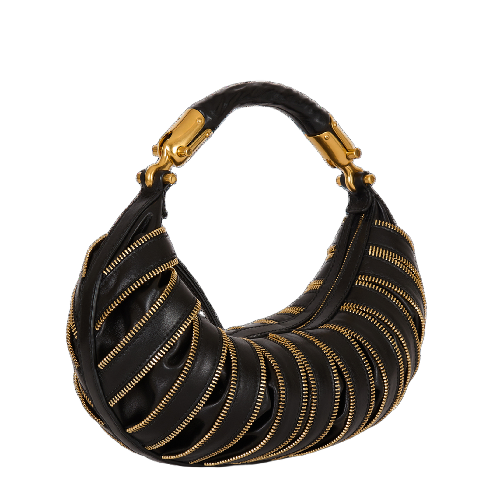 Medium Ebene Zips Bag in Calfskin Leather Black