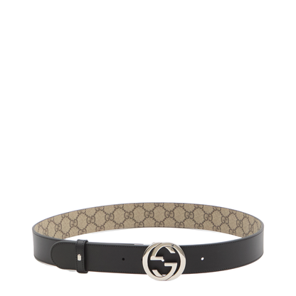 GG Supreme Black Leather Reversible Belt