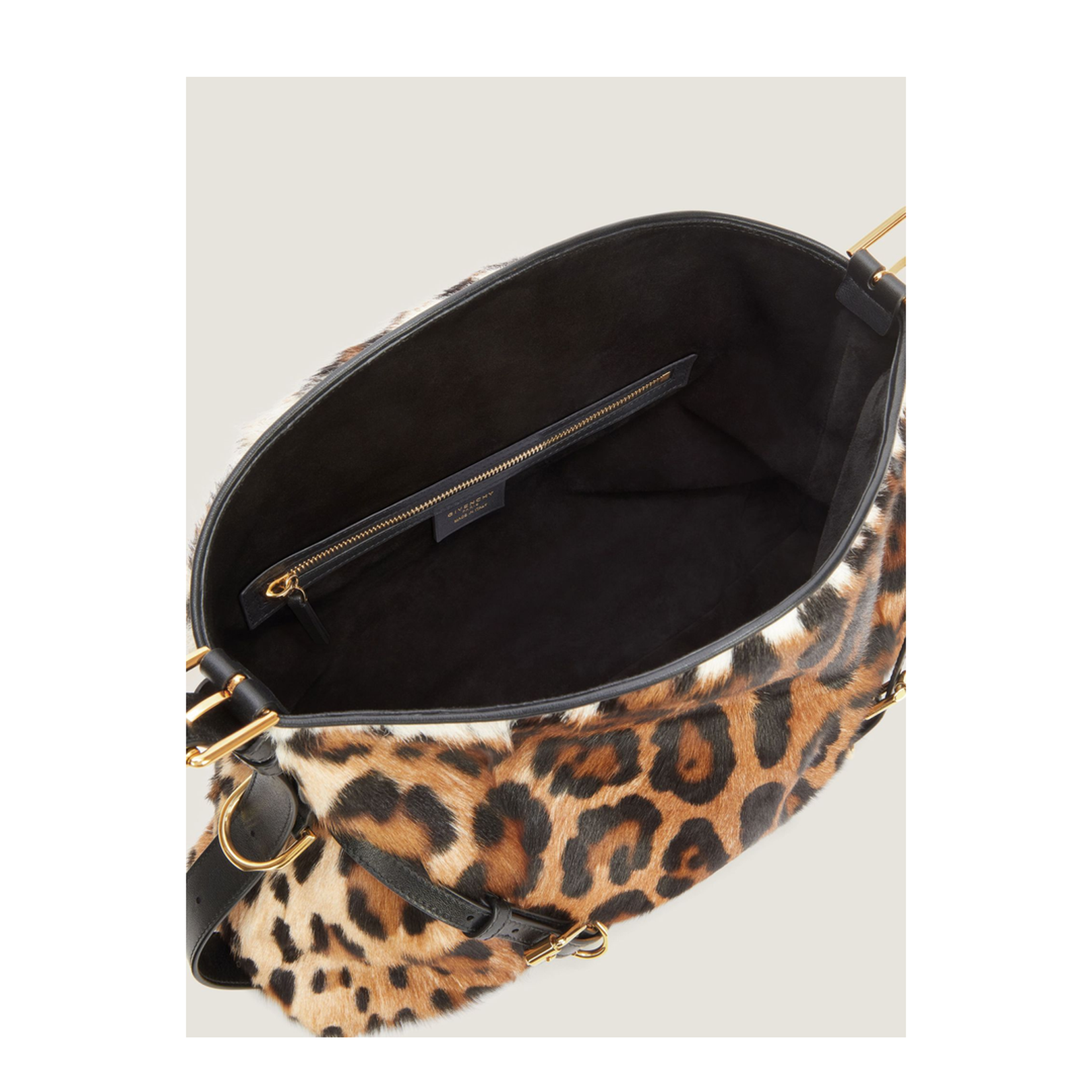 Medium Voyou Bag in Pony Effect Leather with Leopard Print