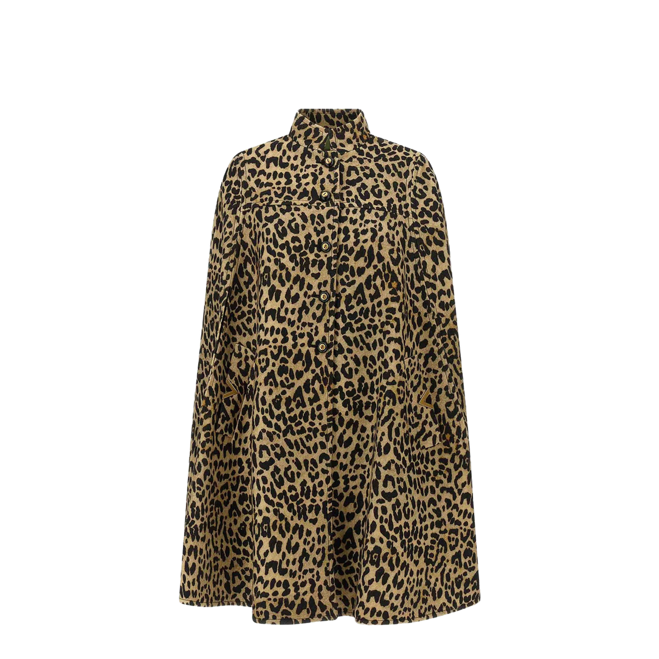 Animalier Wool Cape In Brown