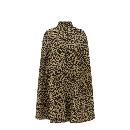 Animalier Wool Cape In Brown