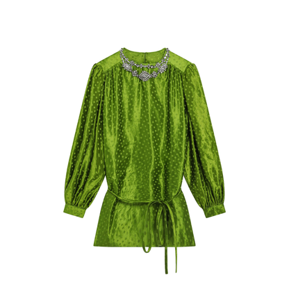 MAYFEYR - Valentino - Avocado Polka-Dot Silk-Blend Jacquard Mini Dress - 9B3AEC40AB80LD