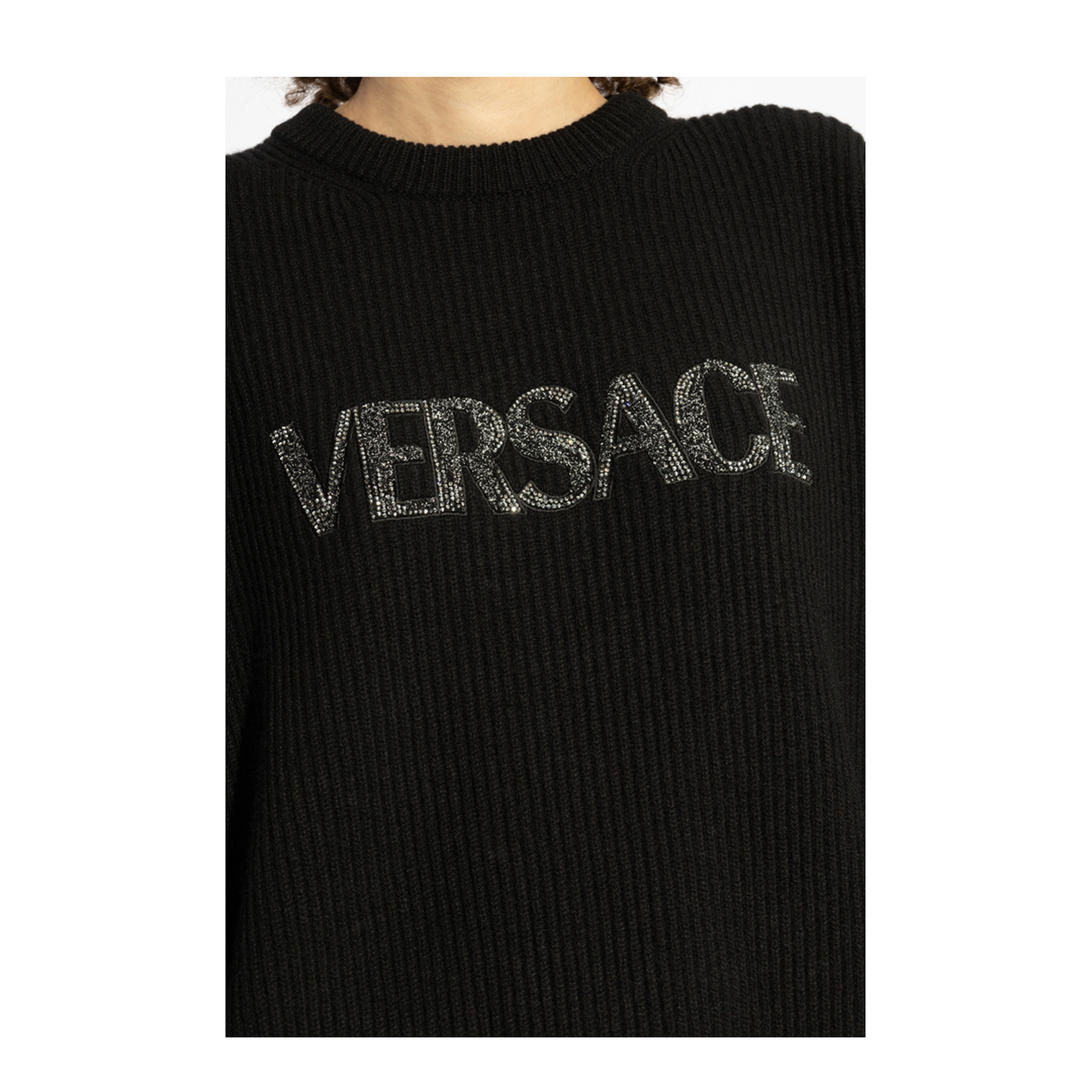 Sweater with logo finished with shimmering crystals