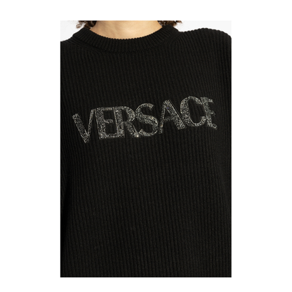 Sweater with logo finished with shimmering crystals