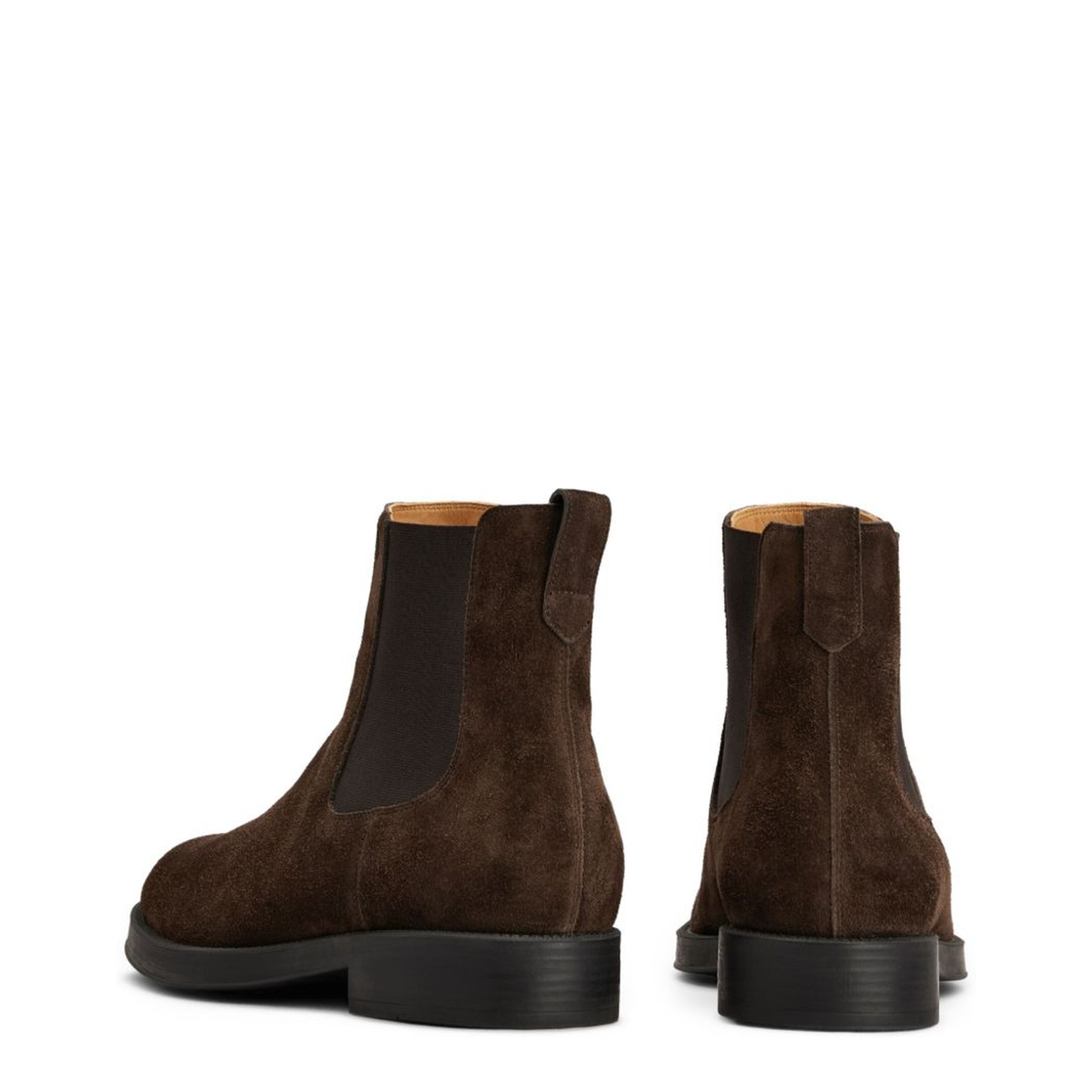 Coffee Brown Elasticated Side Panels Low Stacked Heel Round Toe