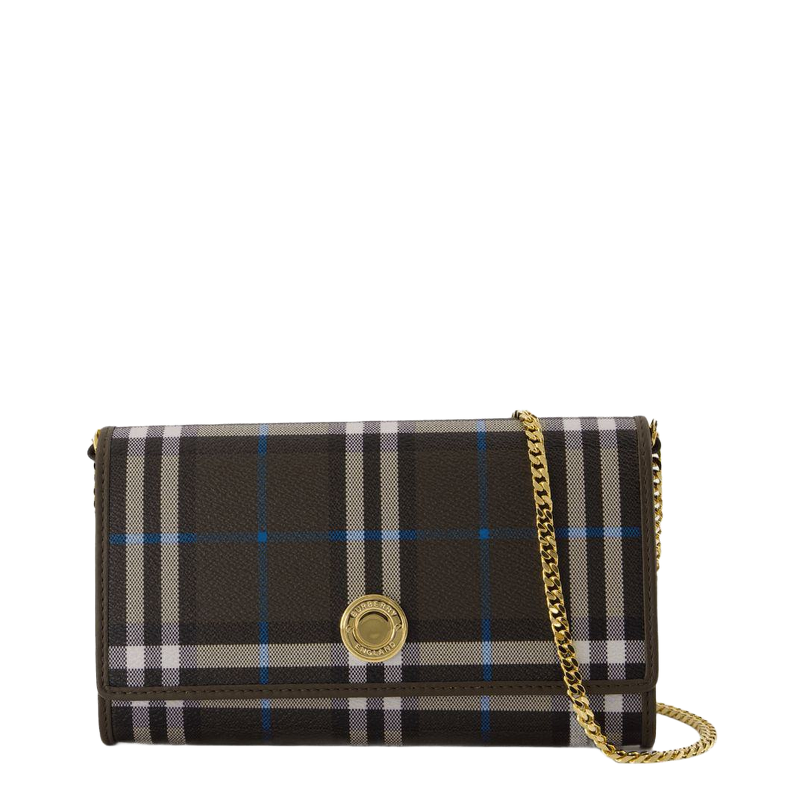 Checked Chain Strap Wallet