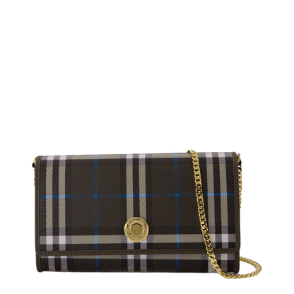 Checked Chain Strap Wallet