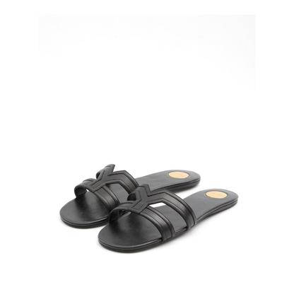 MABROUKA Slides in Smooth Leather in Black