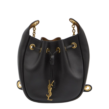 Supple Medium Leather Bucket Bags - Black