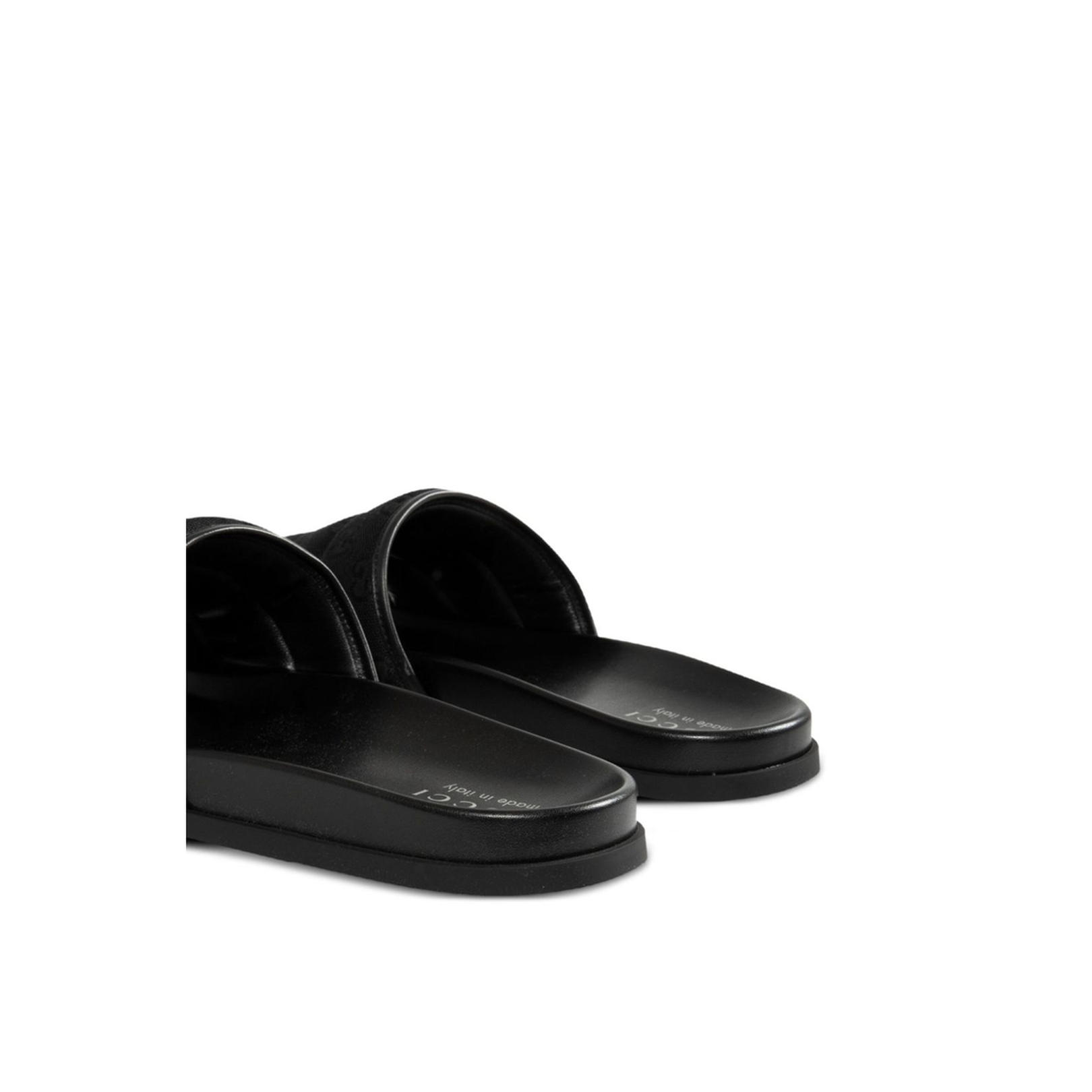 Slide Sandal in Black Padded Canvas