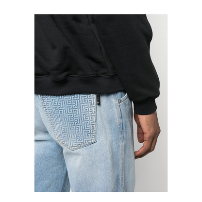 Monogram-embellished straight-leg jeans