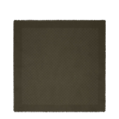 Wool and Silk Jacquard Shawl in Forrest Green