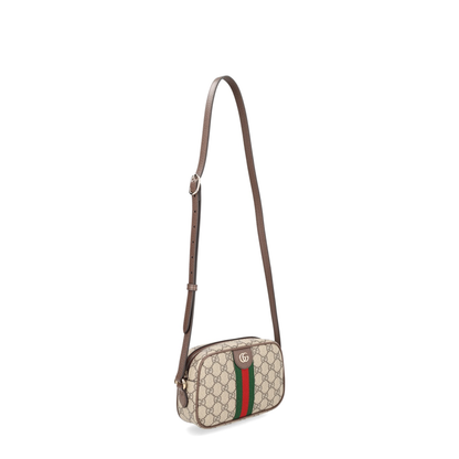 Ophidia Small Camera Bag in Beige and Brown GG Fabric