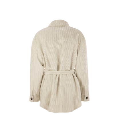 Corduroy Safari-Style Jacket with Jewellery