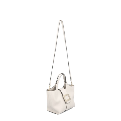 Belle Vivier Mini Shopping Bag In Ice White Calfskin - Ice White
