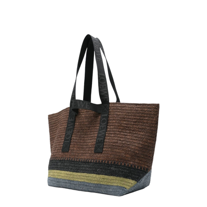 Fold Raffia Tote Bag - Brown