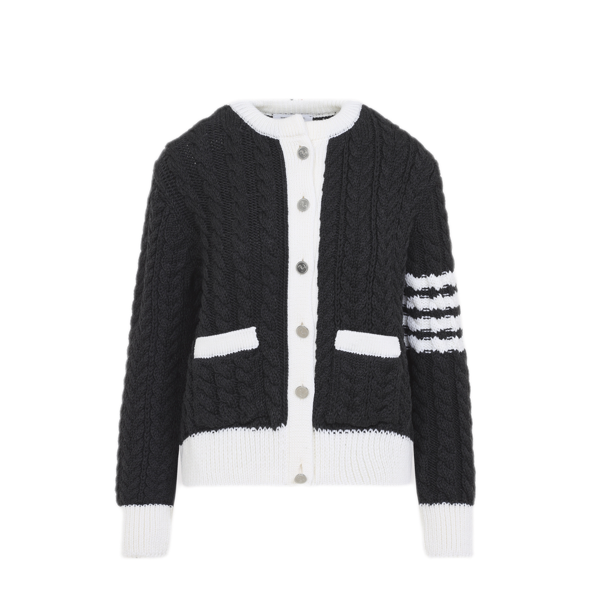 MAYFEYR - Thom Browne - Aran Cable Crew Neck Cardigan - FKC724AY1024025