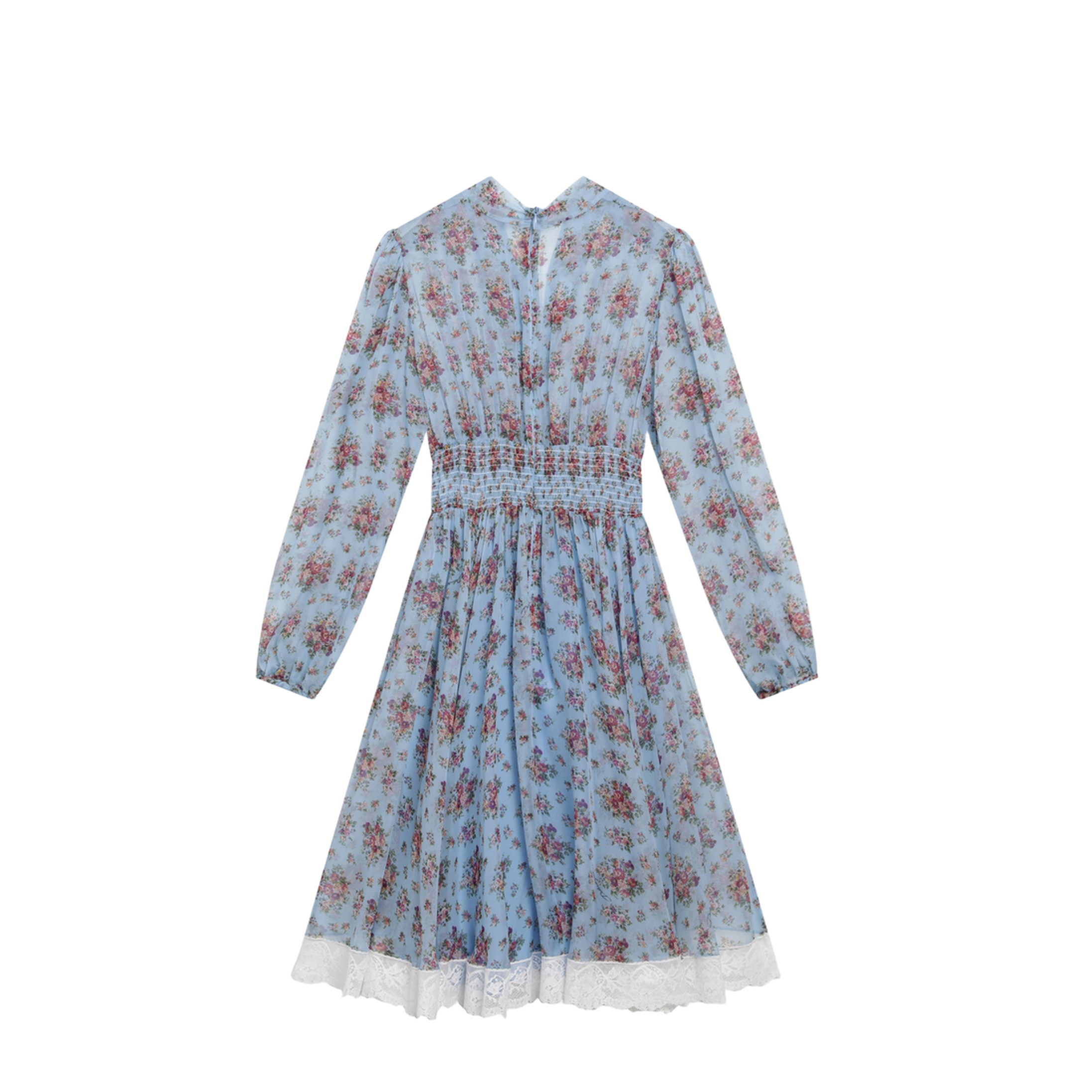 MAYFEYR - Dolce & Gabbana - Floral Bouquet-Print Chiffon Dress In Light Blue - F611ZTIS10FHC5XK