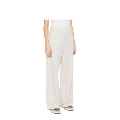 Pure Cotton Blend Wide-leg Trousers In White