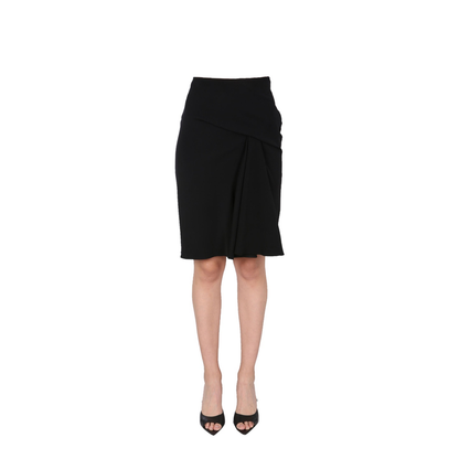 Chic Midi Skirt With Side Zip Closure In Black