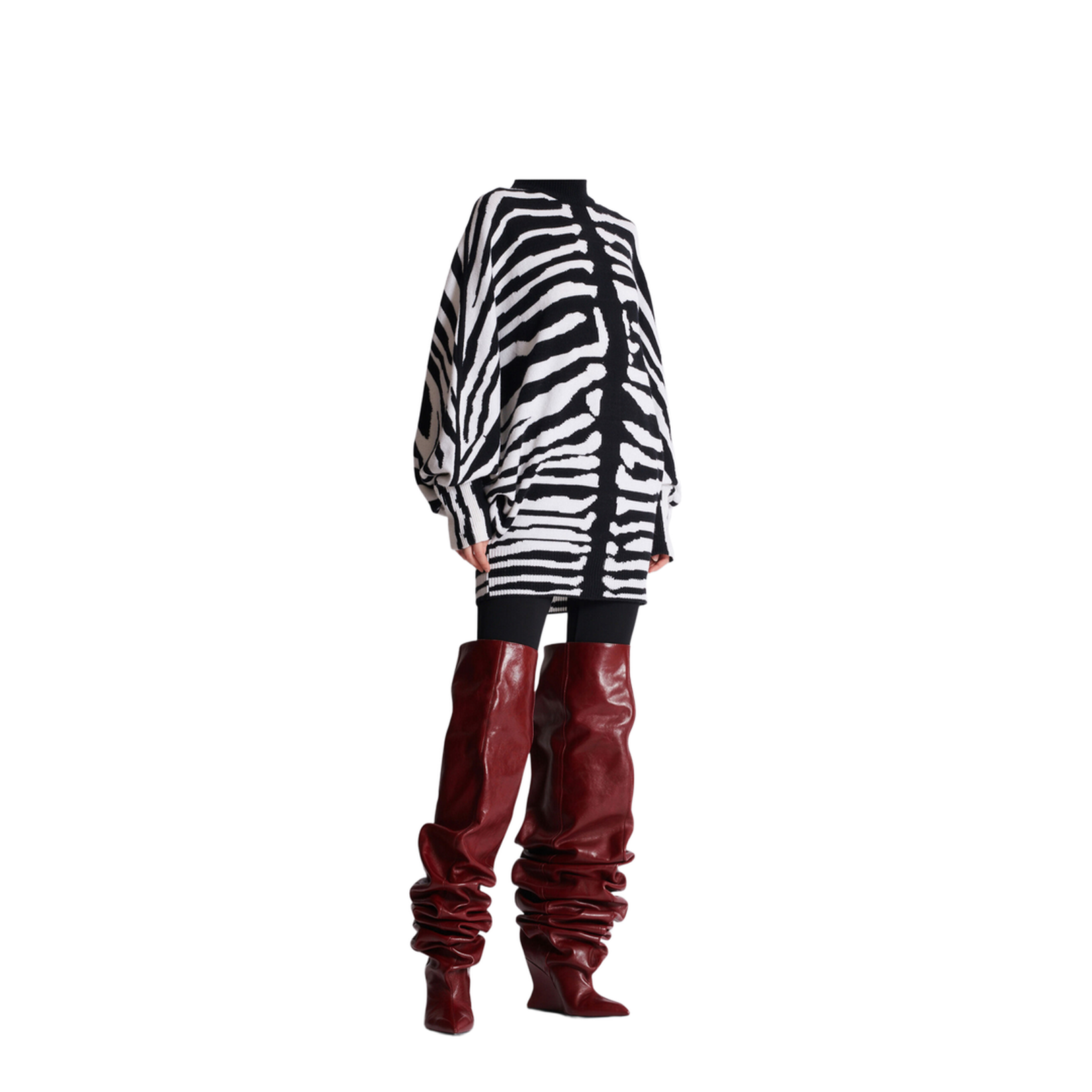 Knit Dress with Zebra Intarsia