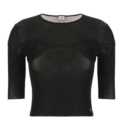 Cropped Knitted Top with Ribbed Detailing