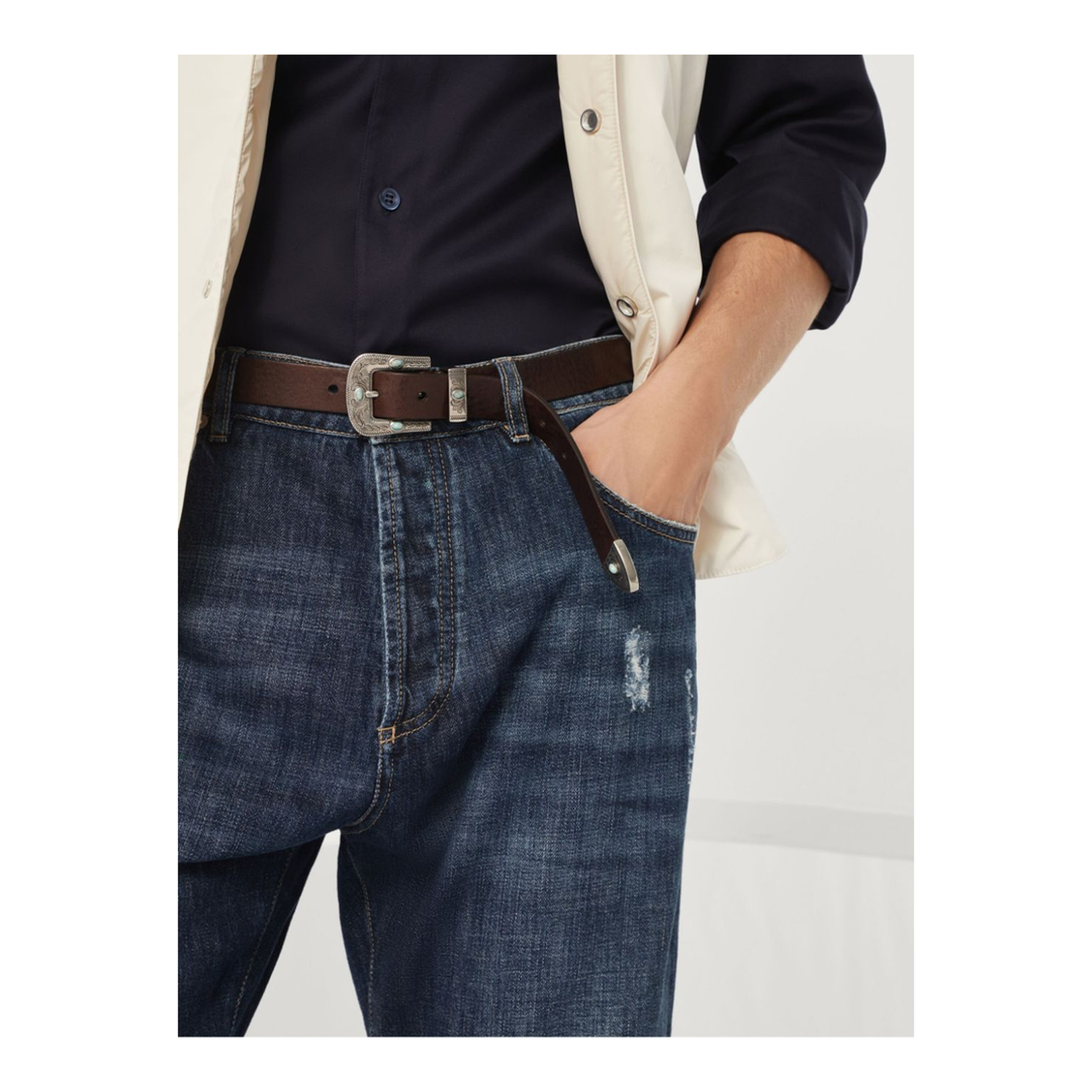 Leather Belt with Turquoise Stone