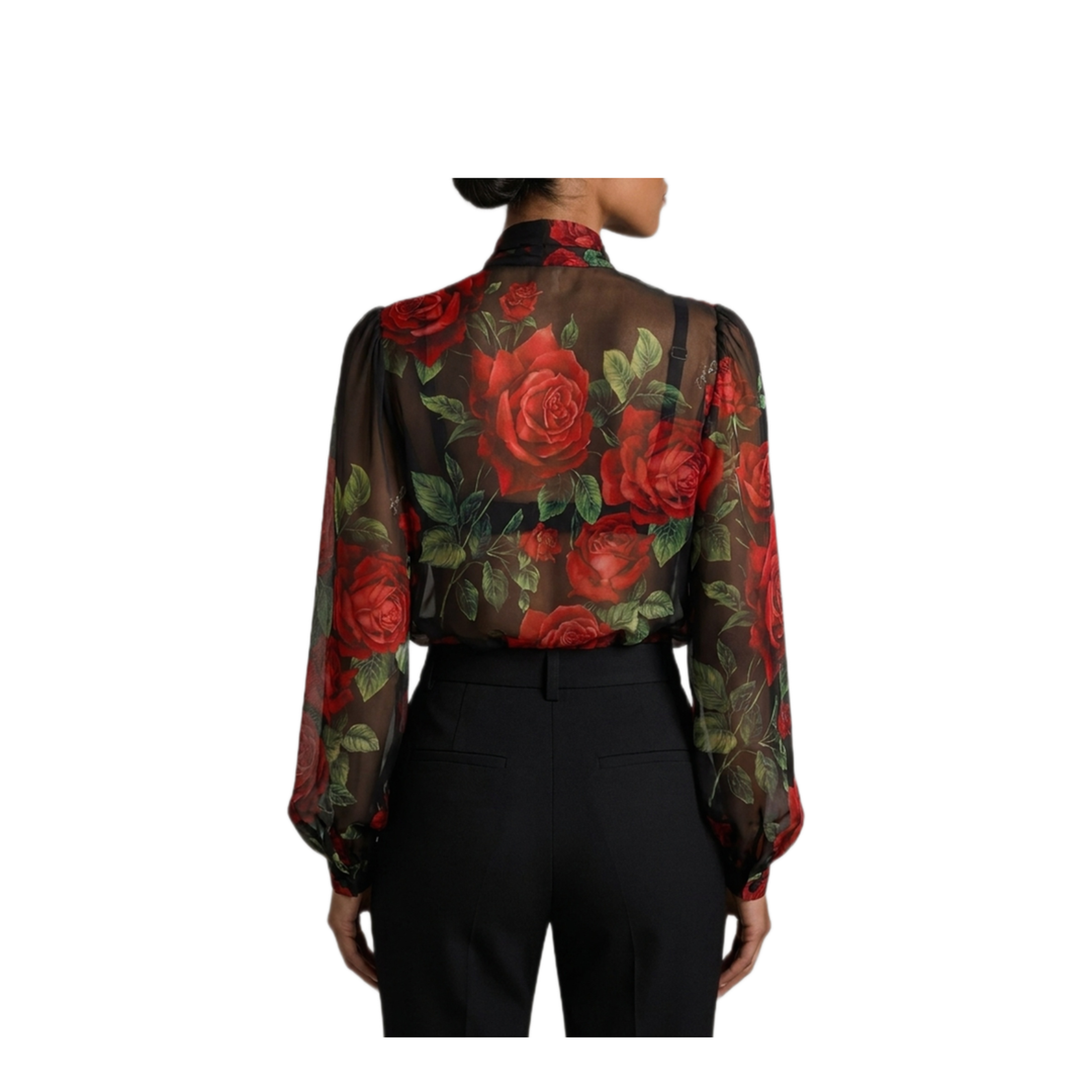 MAYFEYR - Dolce & Gabbana - Red Rose Chiffon Blouse - F5U60TIS134HN6EJ