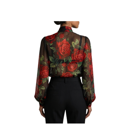 MAYFEYR - Dolce & Gabbana - Red Rose Chiffon Blouse - F5U60TIS134HN6EJ