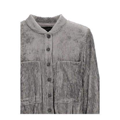 MAYFEYR - Emporio Armani - Grey Corduroy Effect Button Up Coat - EW004840TE21438F8189