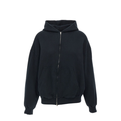 Flipped Uni Zip-Up Hoodie Regular Fit in Black Faded